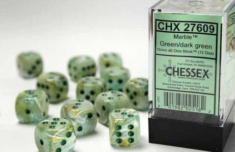 Chessex 16mm d6 Marble Green