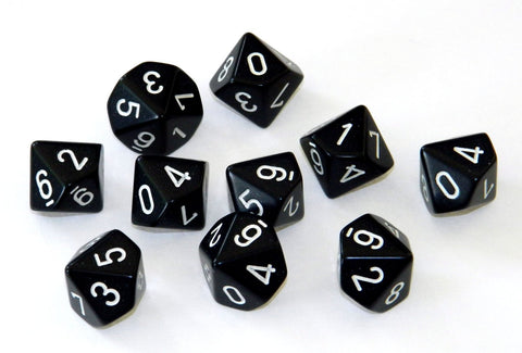 Chessex Opaque Dice Black w/white