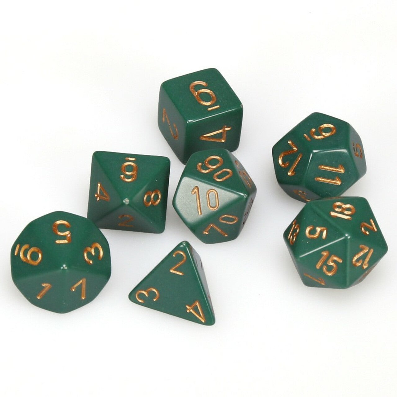 Chessex Opaque Dice Green w/gold
